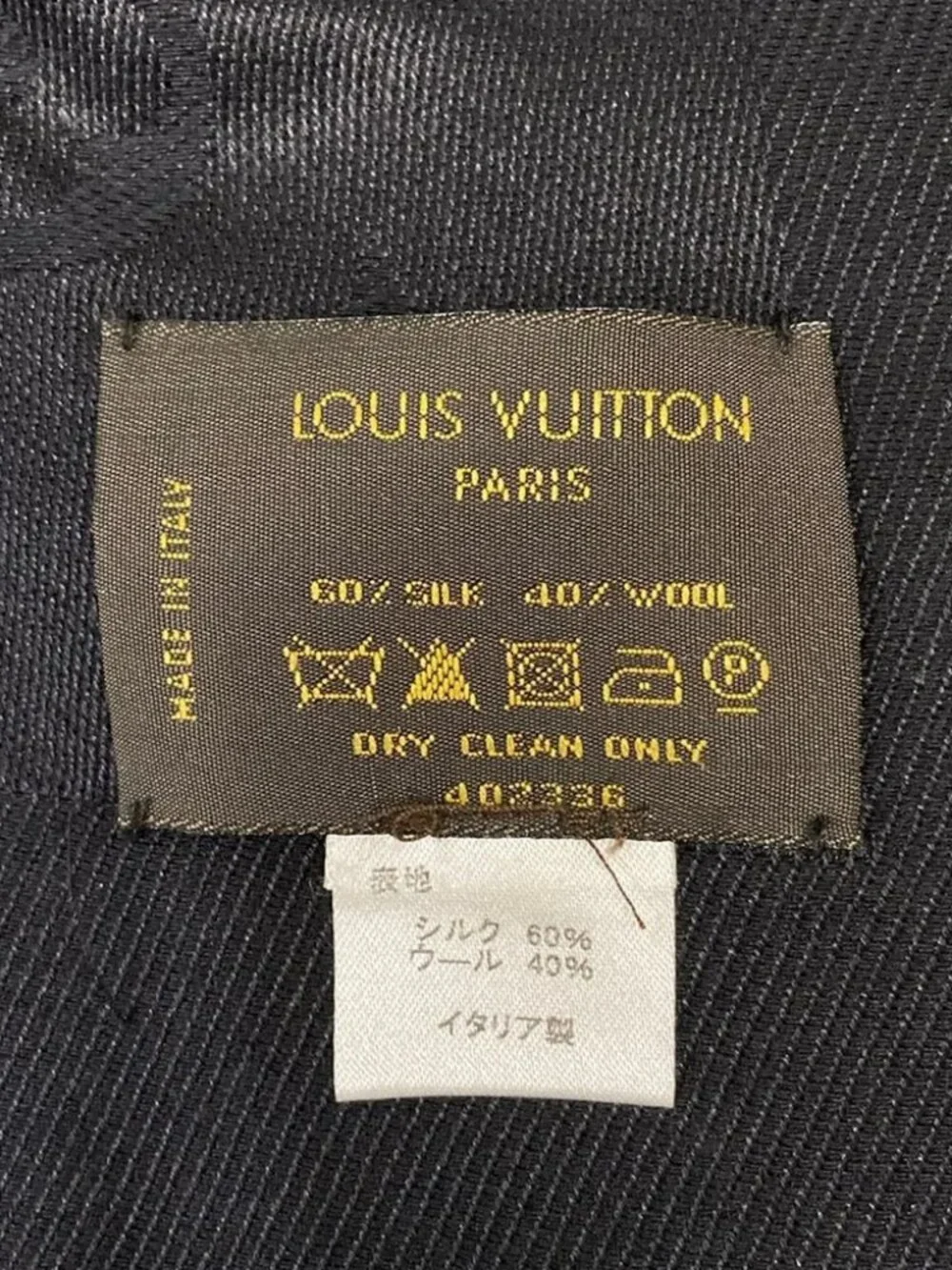LOUIS VUITTON Black 402336 Scarf Silk Wool